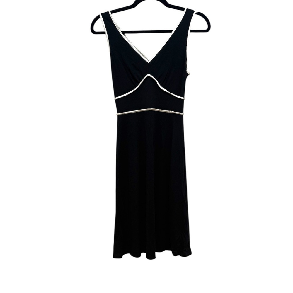 Sandra angelozzi Elegant Black Dress with White Trim y2k size 30